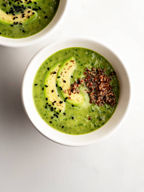 istock avocado soup,quinoa and avocado soup,spinach soup with avocado 1195190725