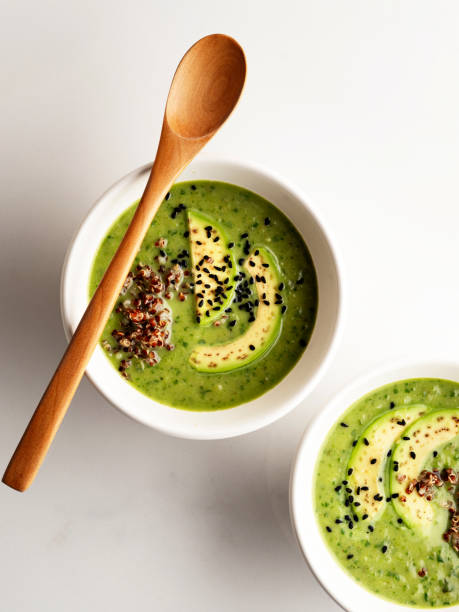 istock avocado soup,quinoa and avocado soup,spinach soup with avocado 1195190863