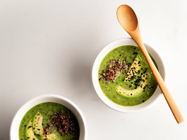 istock avocado soup,quinoa and avocado soup,spinach soup with avocado 1195191817