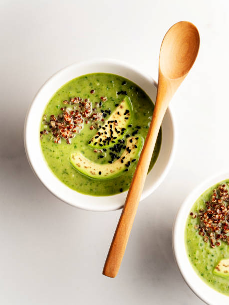 istock avocado soup,quinoa and avocado soup,spinach soup with avocado 1195191885