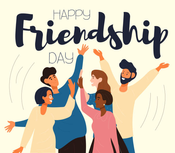 happy friendship day karte oder poster desig - männerfreundschaft stock-grafiken, -clipart, -cartoons und -symbole