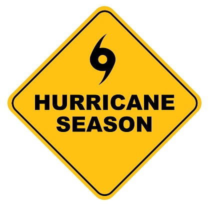 yellow hurricane season vector sign