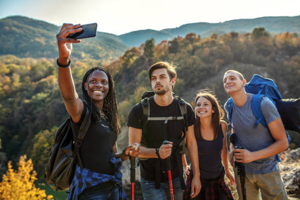 istock Friends take selfie during hiking at summer time. 1195196617