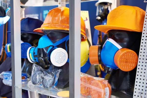 istock Protective industrial masks with filters 1195199541