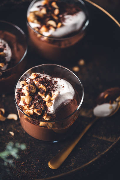 istock Small Vegan Chocolate Cream Pots, Coconut Milk And Hazelnut Scoops. 1195199629