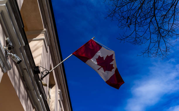 istock Flag on the Embassy building 1195200404