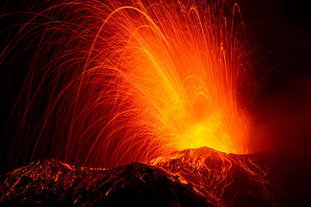 volcano eruption / Stromboli / Italy stock photo