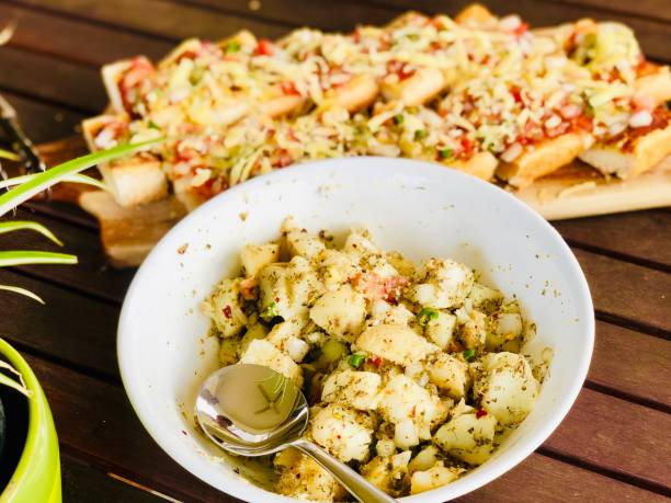 istock Home made Potato’s and Garlic Bread 1195216986