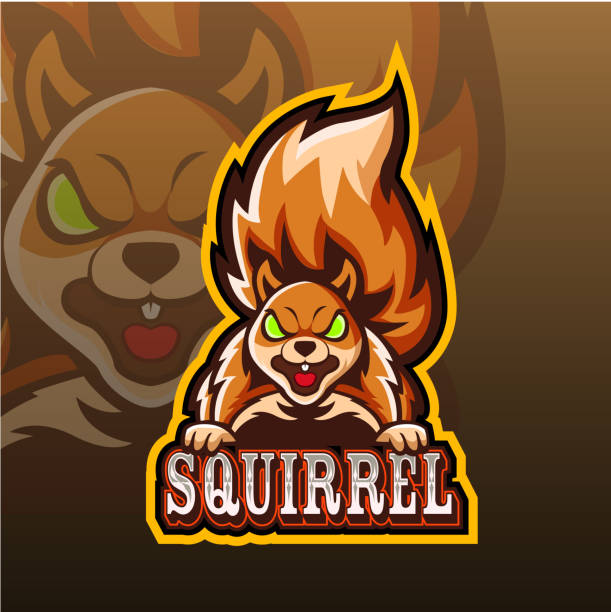 eichhörnchen maskottchen esport logo design - eichhörnchen stock-grafiken, -clipart, -cartoons und -symbole