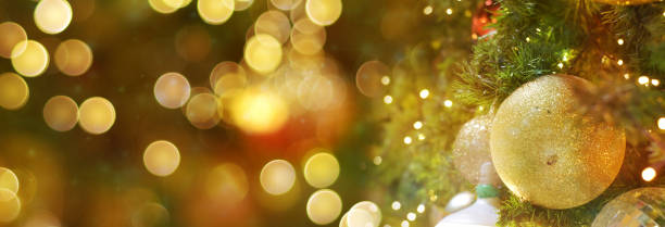 istock Christmas tree background with bokeh defocused lights. Panorama picture. 1195231684