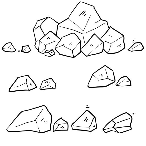 ilustraciones, imágenes clip art, dibujos animados e iconos de stock de vector de ilustración de piedra de garabato aislado sobre fondo blanco - piedra material de construcción