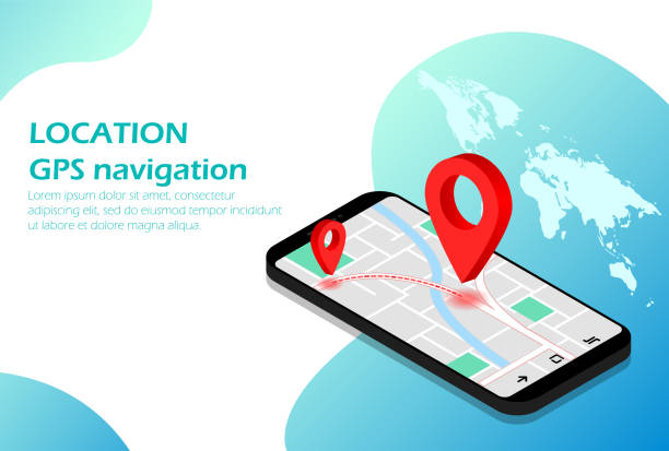istock Location. Mobile navigation. GPS. Isometric. Suitable for website page, infographics, advertising, applications. 1195232232