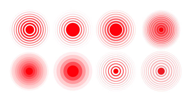 набор болевые круги. боль круги. красные круги. символ боли. - concentric stock illustrations