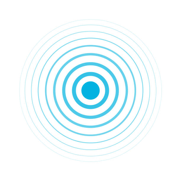 Radio signal. Blue rings. Sound wave. Circles. Radio signal, Blue rings - Sound wave concentric stock illustrations