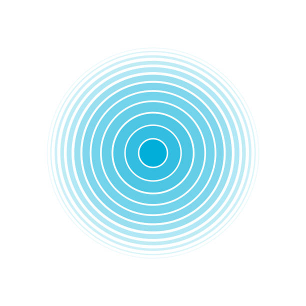 Radar screen concentric circle. Circle. Sound wave. Blue ring. Radio station signal. Radar screen concentric circle, Sound wave water rings stock illustrations