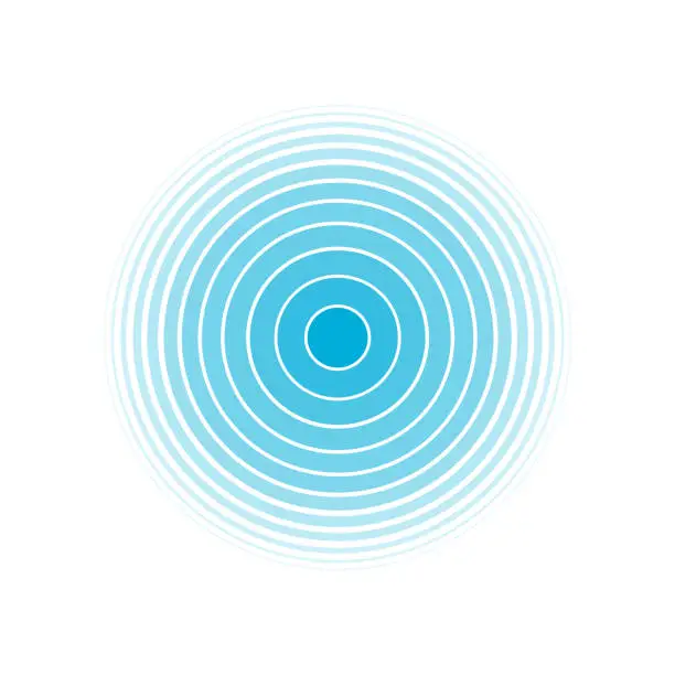 Vector illustration of Radar screen concentric circle. Circle. Sound wave. Blue ring. Radio station signal.