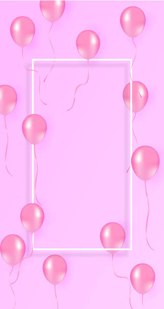 istock vector balloon pink background with white frame.You can put your text in frame.The balloon is grouped for easy to arrange. 1195232972