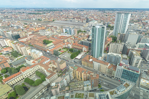 High angle view of buildings in town, Milan - Italy