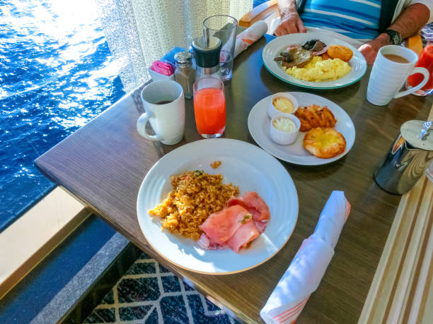 istock Dining Room Buffet aboard the luxury abstract cruise ship 1195233251