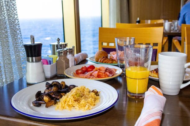 istock Dining Room Buffet aboard the luxury abstract cruise ship 1195233253