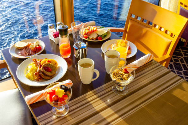 istock Dining Room Buffet aboard the luxury abstract cruise ship 1195233259