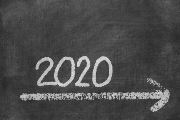 istock 2020 concept text handwritten on chalkboard. 1195234239