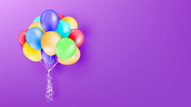istock Bunch of bright balloons and space for text against color background 1195234501
