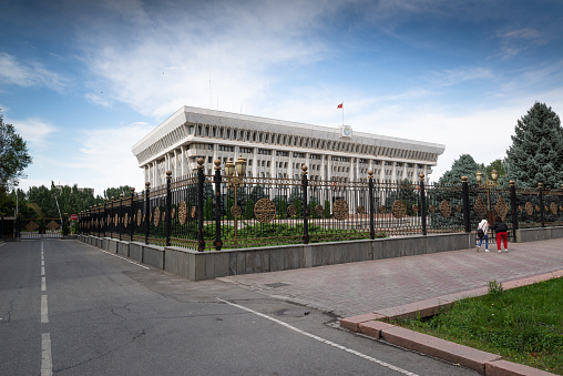 Bishkek, Kyrgyzstan, circa august 2019: Jogorku Kenesh (Parliament) of the Kyrgyz Republic