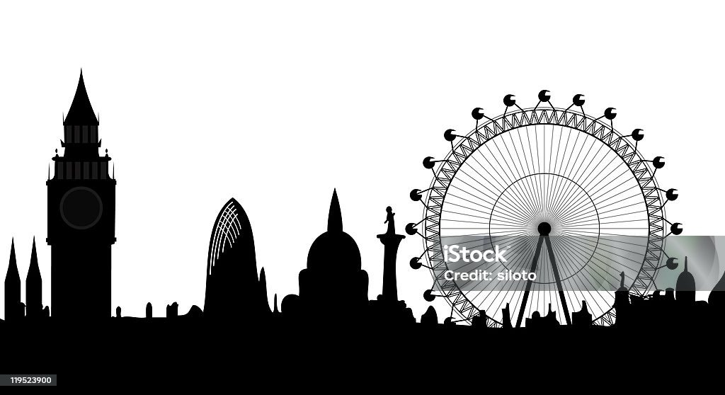 skyline London  Millennium Wheel stock illustration