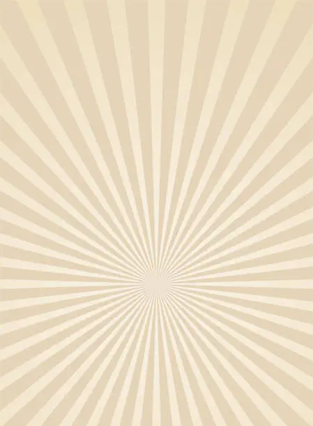 Vector illustration of Sunlight vertical retro faded background. beige color burst background.