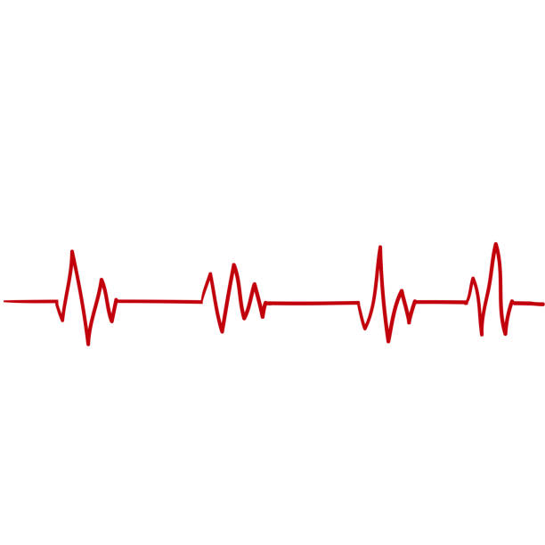 하트 비트 라인. 펄스 추적. ekg 및 심장 기호입니다. 건강 하고 의료 개념 손으로 그린 낙서 그림 - 심장전도계 stock illustrations