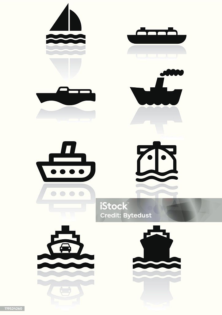 Boot-symbol Vektor-illustration-set. - Lizenzfrei Schnellboot Vektorgrafik