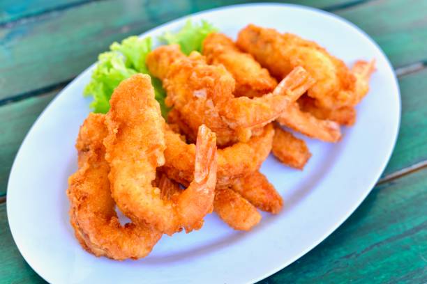 istock Thai-Style Deep Fried Shrimps on Plate 1195242769
