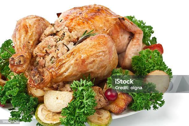 공유일 속채운 하띤 치킨 속을 채운에 대한 스톡 사진 및 기타 이미지 - 속을 채운, 오븐 닭구이, 0명