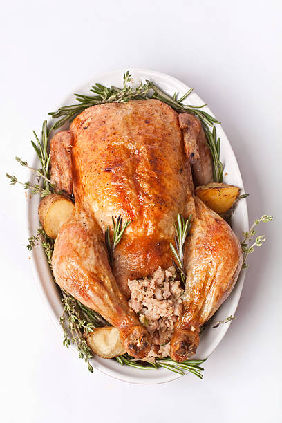 conjunto relleno de pavo al horno - turkey roast turkey roasted cooked fotografías e imágenes de stock