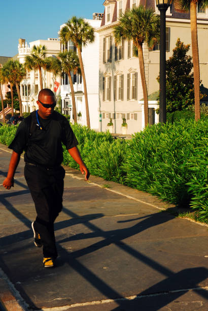 camminare sul lungomare di charleston - day vertical palmetto south carolina foto e immagini stock