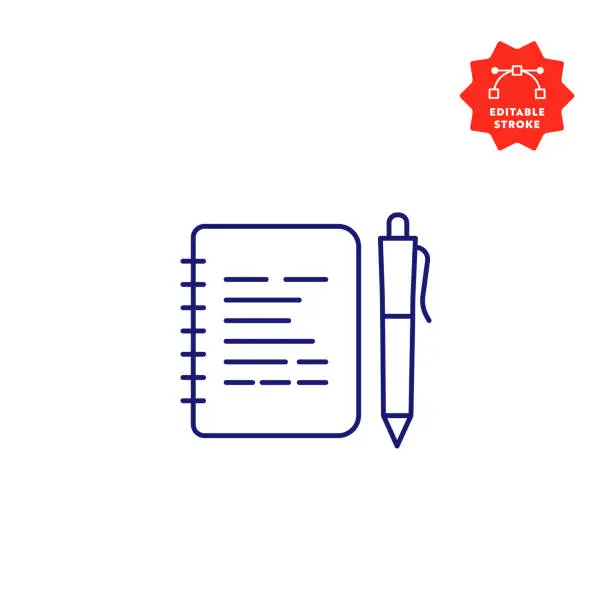 Vector illustration of Notepad Line Icon with Editable Stroke and Pixel Perfect.