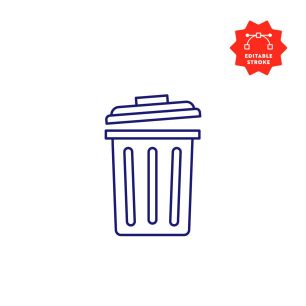 illustrations, cliparts, dessins animés et icônes de icône de ligne d'ordures avec course modifiable et pixel perfect. - poubelles