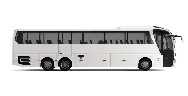 istock White big tour bus right view isolated on white background. 3D Rendering, Illustration. 1195259383