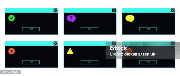 Sign In Error Dialog Set Of An Error And Information Messages And Dialog Box Windows Stock ...