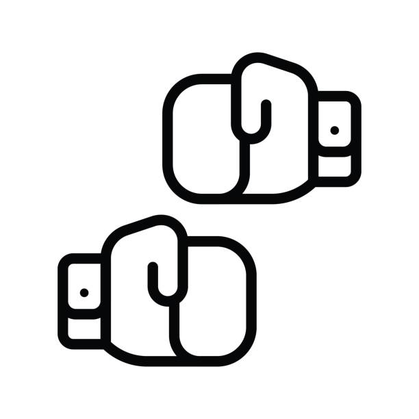 kunst und handwerk verwandte boxhandschuhe vektor in lineal oder editierbaren strich design - boxing glove boxing glove symbol stock-grafiken, -clipart, -cartoons und -symbole