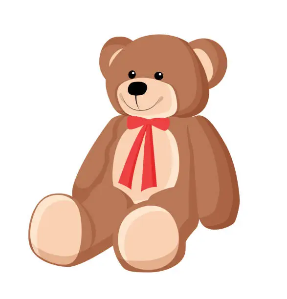 Vector illustration of Teddy Bear with Ribbon Poster Vector Illustration