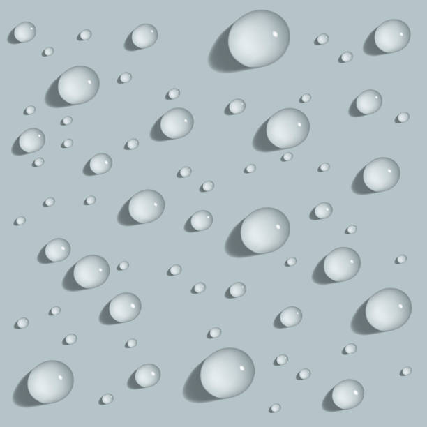 透明な水滴。青い表面に丸い水滴。リアルなベクトル図 - 結露 イラスト点のイラスト素材／クリップアート素材／マンガ素材／アイコン素材