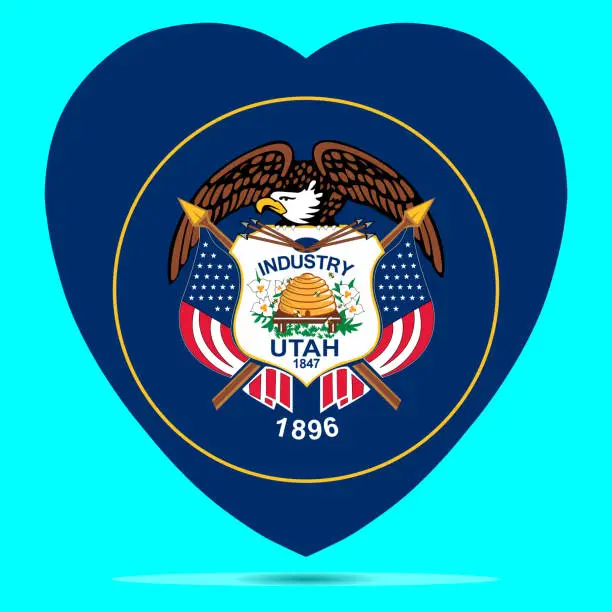 Vector illustration of Utah Flag In Heart Shape Vector