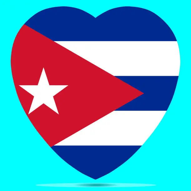 Vector illustration of Cuba Flag In Heart Shape Vector illustration Eps 10