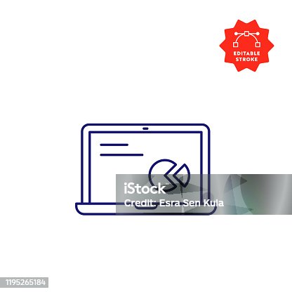 istock Laptop Line Icon with Editable Stroke and Pixel Perfect. 1195265184
