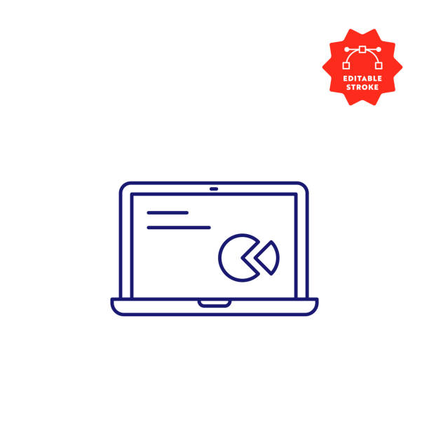Laptop Line Icon with Editable Stroke and Pixel Perfect. Notebook Icon with Editable Stroke and Pixel Perfect. laptop icon stock illustrations