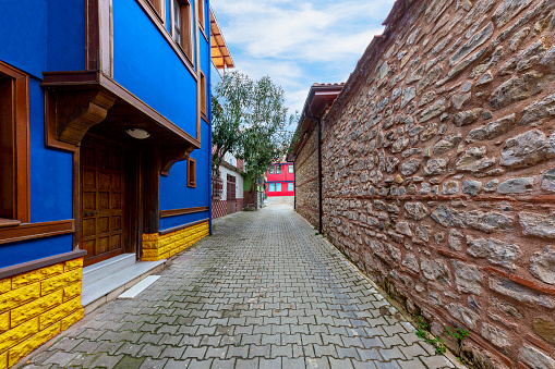 Colorful houses in the town of Trilye near Mudanya in the province of Bursa, Turkey