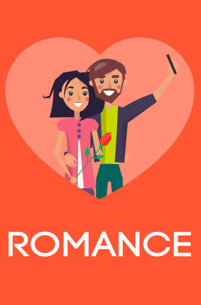 illustrations, cliparts, dessins animés et icônes de couples de concept de romance dans l'amour faisant le coeur de selfie - love women little boys affectionate