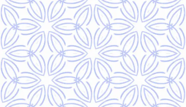 Vector illustration of Blue Watercolor seamless pattern with star shaped flowers